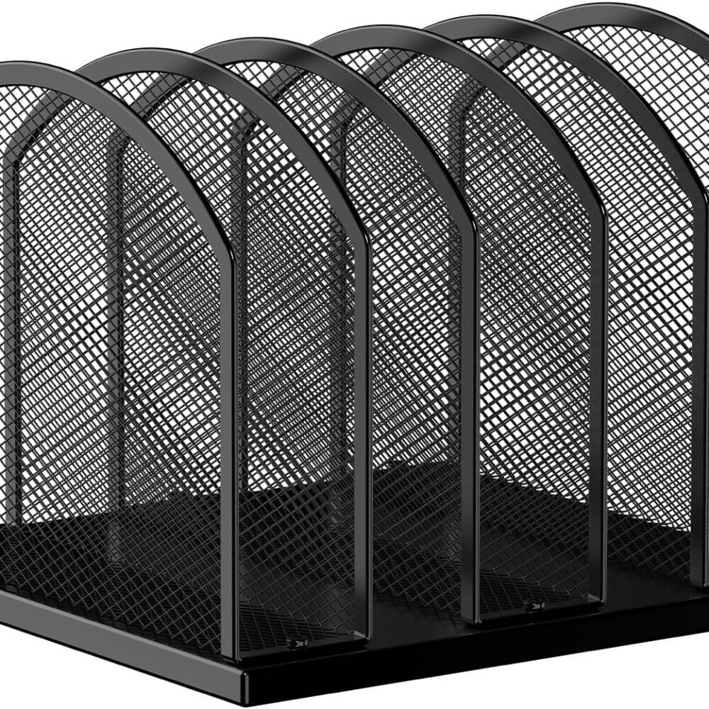 Gawerk 5-Section Vertical Desktop Organizer, 5-Section Mesh File Folder Stand Sorter for Office Home Classroom Organization